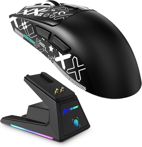 ATTACK SHARK X1 Superlight Wireless Gaming Mouse with RGB Magnetic Charging Dock, BT/2.4G/USB-C Wired Gaming Mouse, PAW3395PRO Sensor, 40000DPI, Office Mice for PC, Mac, PS5, Xbox - Black in Kuwait
