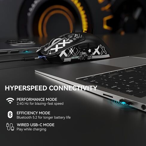 ATTACK SHARK X1 Superlight Wireless Gaming Mouse with RGB Magnetic Charging Dock, BT/2.4G/USB-C Wired Gaming Mouse, PAW3395PRO Sensor, 40000DPI, Office Mice for PC, Mac, PS5, Xbox - Black in Kuwait