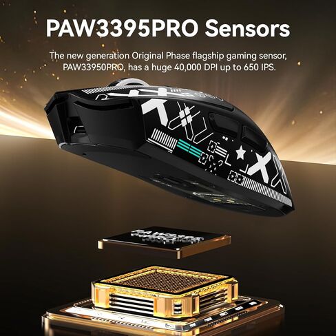 ATTACK SHARK X1 Superlight Wireless Gaming Mouse with RGB Magnetic Charging Dock, BT/2.4G/USB-C Wired Gaming Mouse, PAW3395PRO Sensor, 40000DPI, Office Mice for PC, Mac, PS5, Xbox - Black in Kuwait