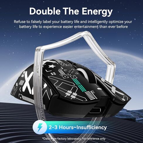 ATTACK SHARK X1 Superlight Wireless Gaming Mouse with RGB Magnetic Charging Dock, BT/2.4G/USB-C Wired Gaming Mouse, PAW3395PRO Sensor, 40000DPI, Office Mice for PC, Mac, PS5, Xbox - Black in Kuwait