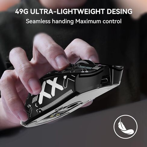 ATTACK SHARK X1 Superlight Wireless Gaming Mouse with RGB Magnetic Charging Dock, BT/2.4G/USB-C Wired Gaming Mouse, PAW3395PRO Sensor, 40000DPI, Office Mice for PC, Mac, PS5, Xbox - Black in Kuwait