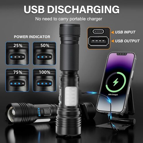 Flashlights 100000 High Lumens with Camping Lanterns, Rechargeable Flashlight for Camping Essentials, Super Bright FlashLights, 8 Modes, Survival Kits for Outdoor Home Emergency Power Outages Hiking in Saudi Arabia