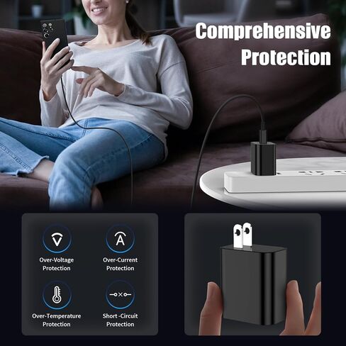 2Pack 45W USB C Charger for Samsung Galaxy S24 Ultra, Super Quite Fast Charging Type C Block with 9FT C to C Cord for Samsung Galaxy Tab S9 S8 S23 Ultra S22 Ultra S23 S22 S21 Note 10 Plus 20 in Saudi Arabia