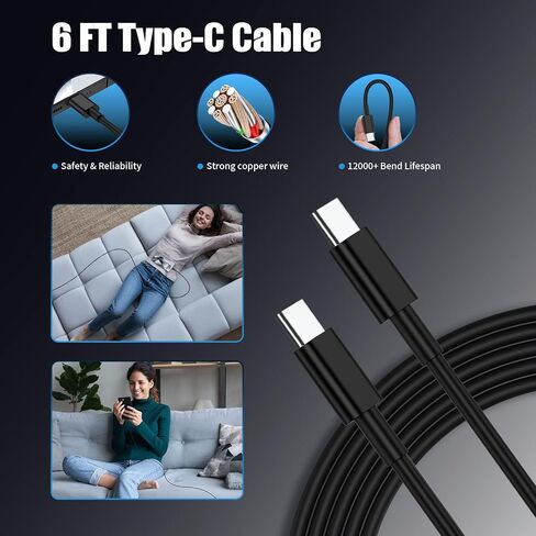 2Pack 45W USB C Charger for Samsung Galaxy S24 Ultra, Super Quite Fast Charging Type C Block with 9FT C to C Cord for Samsung Galaxy Tab S9 S8 S23 Ultra S22 Ultra S23 S22 S21 Note 10 Plus 20 in Saudi Arabia