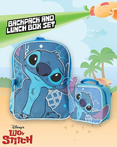 سريع الأمام غرزة الأطفال حقيبة الظهر ومجموعة صندوق الغداء - 14 بوصة 3D Bookbag Boys Girls Backpack with Lunch Box School Facs in Kuwait