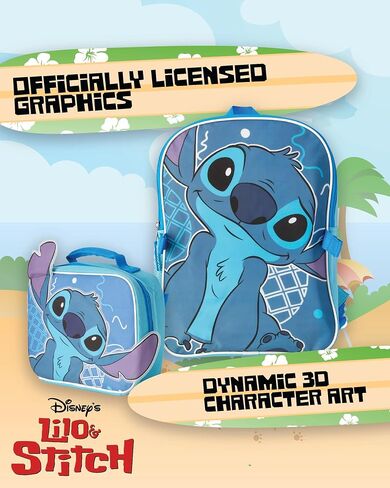 سريع الأمام غرزة الأطفال حقيبة الظهر ومجموعة صندوق الغداء - 14 بوصة 3D Bookbag Boys Girls Backpack with Lunch Box School Facs in Kuwait