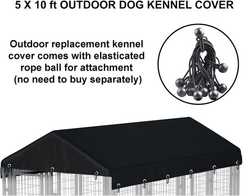 Outdoor Dog Kennel Cover 10'W x 10'L Made of 600D Waterproof and UV Resistant Oxford Cloth- Black Replacement Kennel Cover（Without Frame） in Kuwait