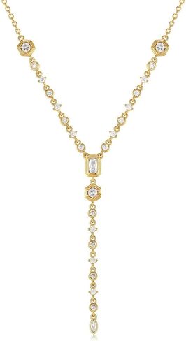 Water Drop Pear Marquise Asscher Cut Zircon Pendant Stacked Necklace Simple and Fashionable 18K Gold Plated Copper Multi Layered Zircon Necklace in Kuwait