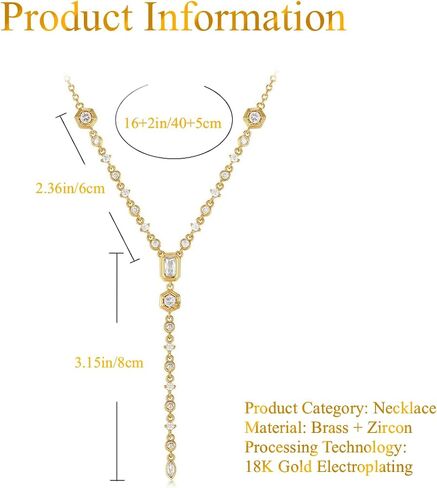 Water Drop Pear Marquise Asscher Cut Zircon Pendant Stacked Necklace Simple and Fashionable 18K Gold Plated Copper Multi Layered Zircon Necklace in Kuwait