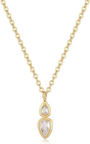 Water Drop Pear Marquise Asscher Cut Zircon Pendant Stacked Necklace Simple and Fashionable 18K Gold Plated Copper Multi Layered Zircon Necklace in Kuwait