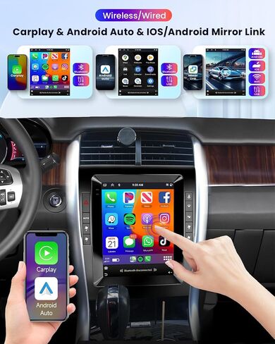 4G+64G Car Radio for Ford Edge 2013 2014 2015, Rimoody Car Stereo Android 13 CarPlay Android Auto 9.7 inch Vertical Touchscreen GPS WiFi Mirror Link EQ Bluetooth FM/RDS + Backup Camera in Saudi Arabia
