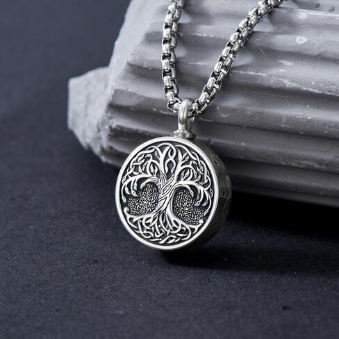 Tree of life Urn Necklace for Ashes 925 Sterling Silver Tree of Life Cremation Pendant Memorial Keepsake Jewelry for Men Women in Saudi Arabia