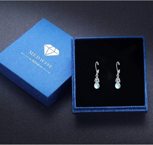 Celtic Moonstone/Turquoise/CZ Birthstone Earrings for Women Girls - 925 Sterling Silver Celtic Knot Leverback Teardrop Trinity Irish Jewelry in Saudi Arabia