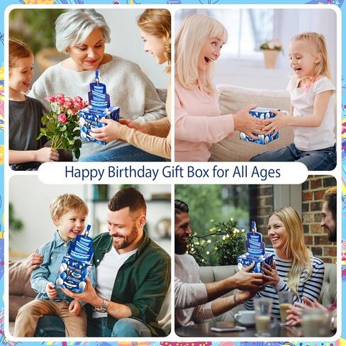 صندوق الهدايا الوردي مع 40 ٪ أكياس شفافة سحب صندوق المال المفاجئ لبطاقة عيد ميلاد سعيد وملصقات DIY لأي عمر طريقة ممتعة لإعطاء النقود للعائلة والأصدقاء in Kuwait