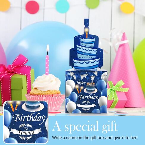 صندوق الهدايا الوردي مع 40 ٪ أكياس شفافة سحب صندوق المال المفاجئ لبطاقة عيد ميلاد سعيد وملصقات DIY لأي عمر طريقة ممتعة لإعطاء النقود للعائلة والأصدقاء in Kuwait