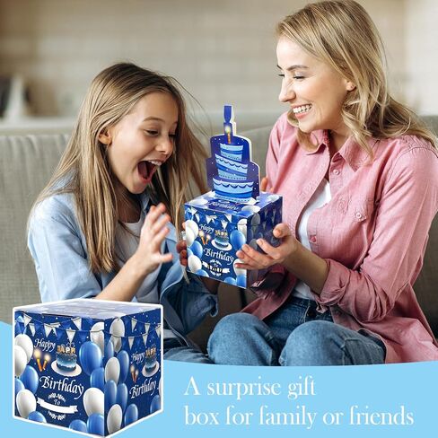 صندوق الهدايا الوردي مع 40 ٪ أكياس شفافة سحب صندوق المال المفاجئ لبطاقة عيد ميلاد سعيد وملصقات DIY لأي عمر طريقة ممتعة لإعطاء النقود للعائلة والأصدقاء in Kuwait