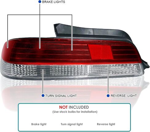 SPEC-D TUNING Red Clear Lens Tail Lights Compatible with 1997-2001 Honda Prelude, Left + Right Pair Assembly in Saudi Arabia