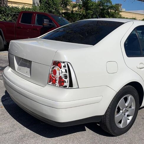 SPEC-D TUNING Chrome Housing Clear Lens Tail Lights Compatible with 1999-2005 VW Jetta/Bora MK4 4-door Sedan, Left + Right Pair Assembly in Saudi Arabia