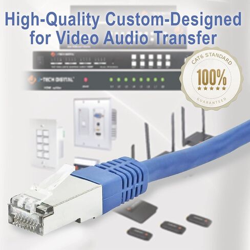 J-Tech Digital Cat 6A Ethernet Cable 300ft. عالي السرعة SF/UTP Solid Pure Copper 23awg ، RJ45 LAN كابل لجهاز التوجيه MODEM PC MAMING AUDIO/VIDEO (JTECH-CAT6ASF-300) in Kuwait