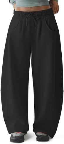 HeSaYep Women's Fleece Lined Sweatpants Barrel Leg Baggy Sweat Pants Winter Thermal Cotton Pants with Pockets in Kuwait
