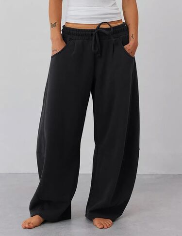 HeSaYep Women's Fleece Lined Sweatpants Barrel Leg Baggy Sweat Pants Winter Thermal Cotton Pants with Pockets in Kuwait