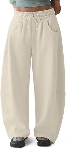 HeSaYep Women's Fleece Lined Sweatpants Barrel Leg Baggy Sweat Pants Winter Thermal Cotton Pants with Pockets in Kuwait