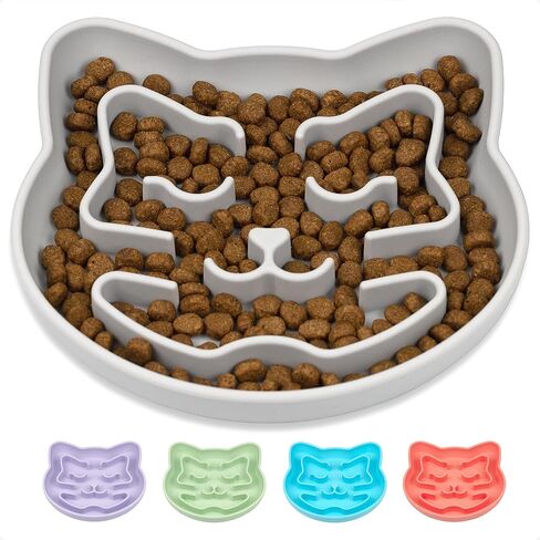 Snuggli Silicone Slow Feeder Cat Bowl for Wet & Dry Food – Cute Puzzle Maze Design for Slow Eating, Cat Enrichment & Healthy Digestion – Non-Slip, Dishwasher Safe, 1-Cup (Lavender) in Kuwait