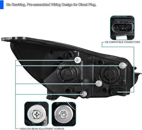 SPEC-D TUNING Black Projector Headlights w/LED Turn Signal Light Bar Compatible with 2012-2014 Ford Focus, Left + Right Pair Headlamps Assembly in Saudi Arabia