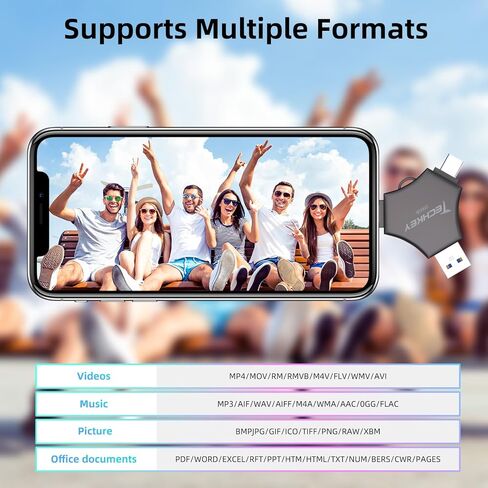 USB 3.0 Flash Drive 64gb for iPhone, 3in1 External Memory Picture Keeper Storage Stick for Photo/Video/Data Saver/Backup, V7.25High Speed Thumb Drives for iPhone/iPad/Android/PC - Thundercloud in Kuwait