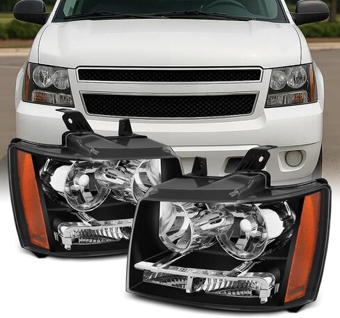AKKON - For 07-13 Suburban Tahoe Avalanche Chrome Clear Headlights Front Lamps Direct Replacement Left + Right in Saudi Arabia