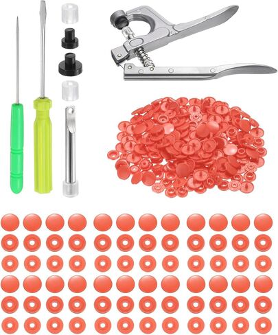 HARFINGTON Plastic Snaps Fasteners with Snap Pliers, 150 Set T5 Round Resin No-Sew Button Snap Fasteners Kit for Clothing Sewing Diapers Bibs Crafting, Grey in Saudi Arabia