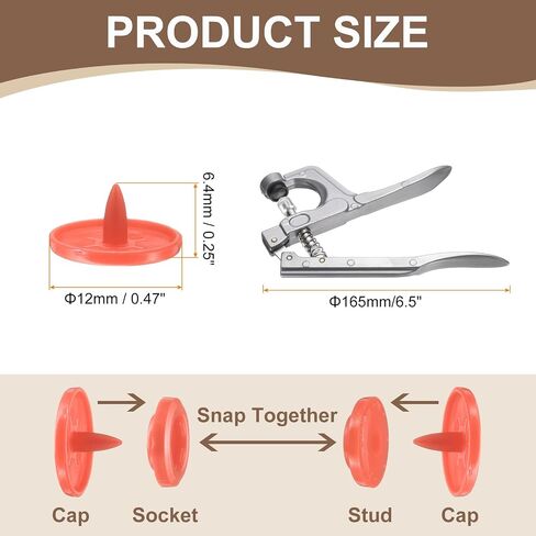 HARFINGTON Plastic Snaps Fasteners with Snap Pliers, 150 Set T5 Round Resin No-Sew Button Snap Fasteners Kit for Clothing Sewing Diapers Bibs Crafting, Grey in Saudi Arabia