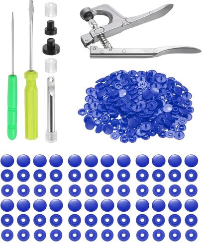 HARFINGTON Plastic Snaps Fasteners with Snap Pliers, 150 Set T5 Round Resin No-Sew Button Snap Fasteners Kit for Clothing Sewing Diapers Bibs Crafting, Grey in Saudi Arabia