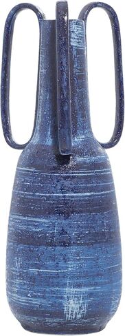 Deco 79 Ceramic Decorative Vase Centerpiece Vase with Handles, Flower Vase for Home Decoration 7" x 7" x 17", Blue in Saudi Arabia