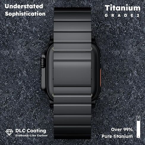 LULULOOK Titanium Band for Apple Watch Ultra 2/Ultra 49mm, Adjustable Magnetic Clasp Titanium Metal Straps, Men’s Smartwatch Band for Ultra 2/Ultra with DLC Scratch Resistant Coating in Kuwait