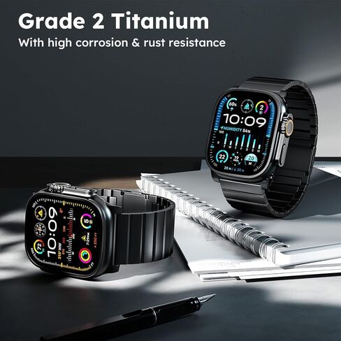 LULULOOK Titanium Band for Apple Watch Ultra 2/Ultra 49mm, Adjustable Magnetic Clasp Titanium Metal Straps, Men’s Smartwatch Band for Ultra 2/Ultra with DLC Scratch Resistant Coating in Kuwait