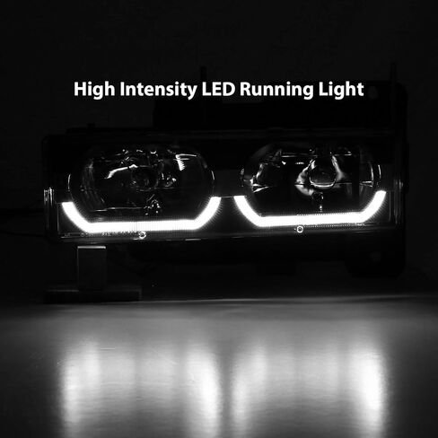 AmeriLite LED Bar Black Replacement Halogen Headlights Assembly for Chevy/GMC Fullsize Truck SUV - Passenger and Driver Side in Kuwait