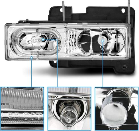 AmeriLite LED Bar Black Replacement Halogen Headlights Assembly for Chevy/GMC Fullsize Truck SUV - Passenger and Driver Side in Kuwait
