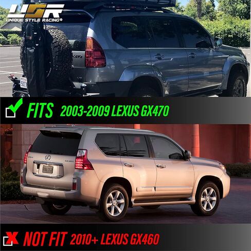 USR 03-09 GX470 Headlights – Black Housing Head Lamps (Left + Right) Pair - Compatible with 2003-2009 Lexus GX470 SUV All Models (PROJECTOR - GLOSSY BLACK HOUSING HEADLIGHT/PLUG AND PLAY READY) in Saudi Arabia