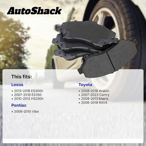 AutoShack Rear Ceramic Brake Pad Set Driver and Passenger Side Replacement for Lexus ES350 ES300h HS250h Toyota Matrix 2006-2018 RAV4 2007-2019 Camry 2008-2018 Avalon 2009-2010 Pontiac Vibe V6 SCD1212 in Saudi Arabia