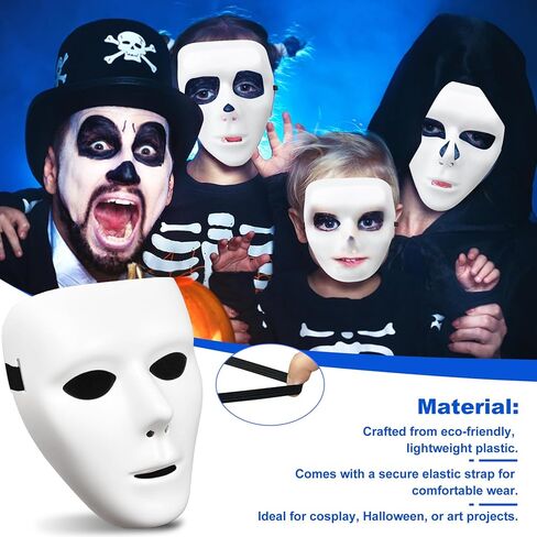 4 PCS Halloween Compan Plastic Mask for White Full Full Face Mask Assume Assume ، قناع DIY قابل للطلاء للتشريعات ، الحفلات ، التنكر ، الرقص أو المشاريع الفنية in Kuwait