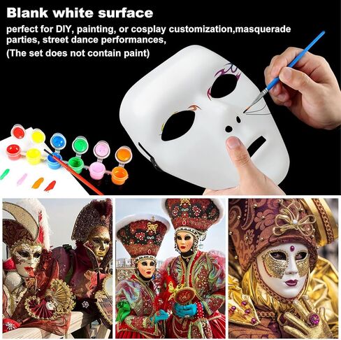 4 PCS Halloween Compan Plastic Mask for White Full Full Face Mask Assume Assume ، قناع DIY قابل للطلاء للتشريعات ، الحفلات ، التنكر ، الرقص أو المشاريع الفنية in Kuwait