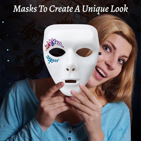 4 PCS Halloween Compan Plastic Mask for White Full Full Face Mask Assume Assume ، قناع DIY قابل للطلاء للتشريعات ، الحفلات ، التنكر ، الرقص أو المشاريع الفنية in Kuwait