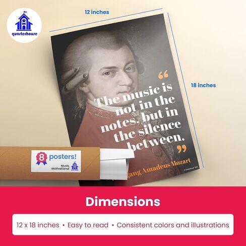 Quarterhouse Music Motivational Poster Set, Music Classroom Learning Materials for K-12 Students and Teachers, Set of 8, 12 x 18 Inches, Extra Durable in Kuwait