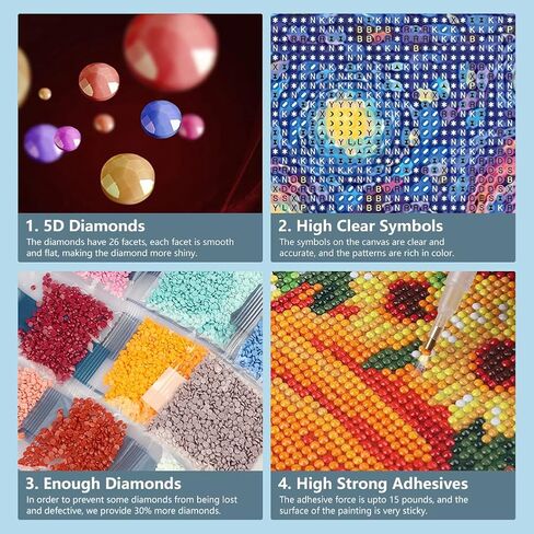 FHBUBPUP Sunflower Diamond Painting Kits for Adults, Flower Diamond Art, Beginners DIY 5D Round Full Diamond Dots Art Painting, Craft Gift Suitable for Home Wall Decoration 12×12Inch in Kuwait
