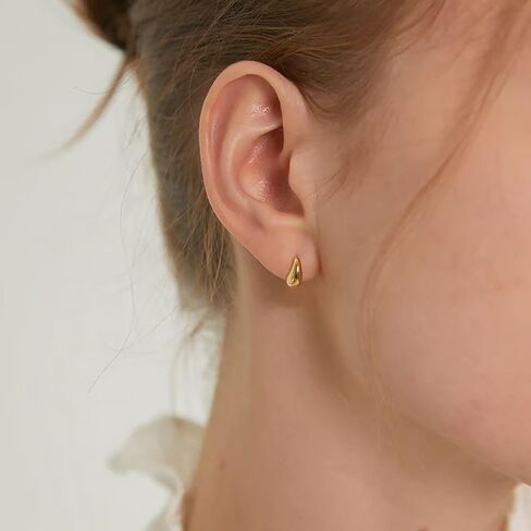 Mini Teardrop Stud Earrings for Women - Hypoallergenic Titanium Steel, 18K Gold Plated, Everyday Jewelry Birthday Gifts for Women Teen Her in Saudi Arabia