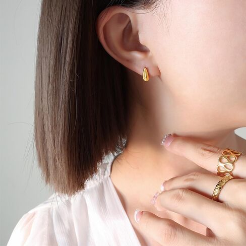 Mini Teardrop Stud Earrings for Women - Hypoallergenic Titanium Steel, 18K Gold Plated, Everyday Jewelry Birthday Gifts for Women Teen Her in Saudi Arabia