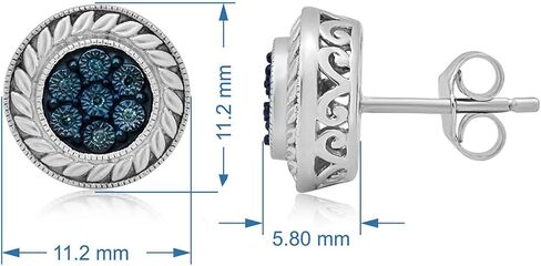 jewellili sterling الفضة الأزرق ، الأبيض ، شمبانيا ماس آرائري أقراط مستديرة in Saudi Arabia