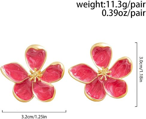 Large Flower Earrings for Women Dangling Fashion Large White Floral Enamel Dangly Earring Hawaiian Non Tarnish Statement Jewelry Prom Formal Accessories in Saudi Arabia