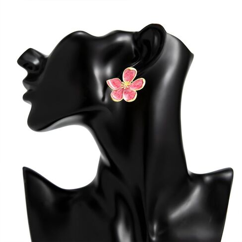Large Flower Earrings for Women Dangling Fashion Large White Floral Enamel Dangly Earring Hawaiian Non Tarnish Statement Jewelry Prom Formal Accessories in Saudi Arabia